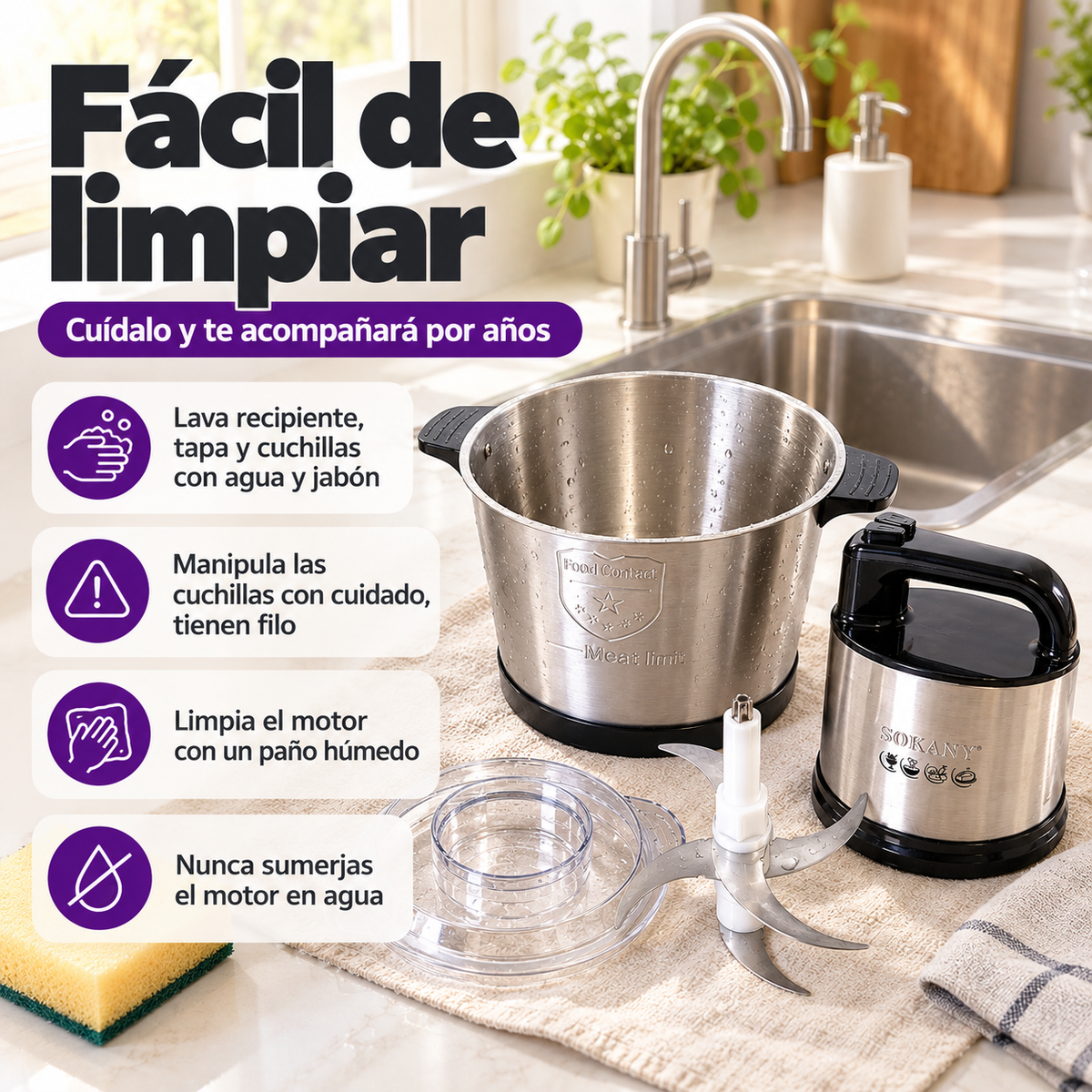 Procesador de Alimentos Sokany SK-7028 – 4 Litros