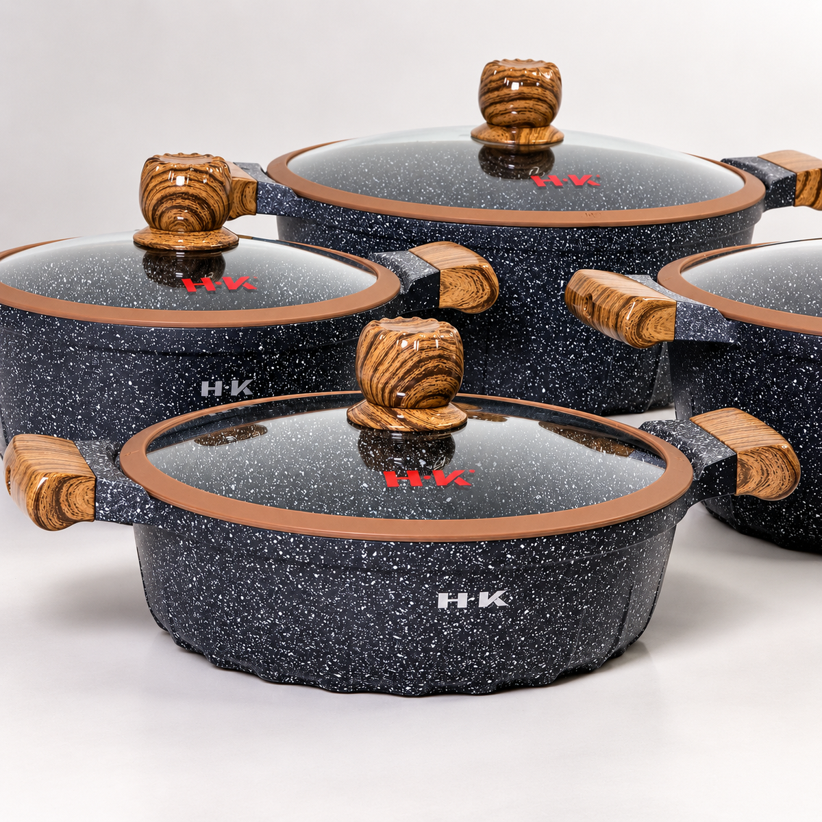 Batería de Cocina H·K Granito Antiadherente – 10 Piezas Negra