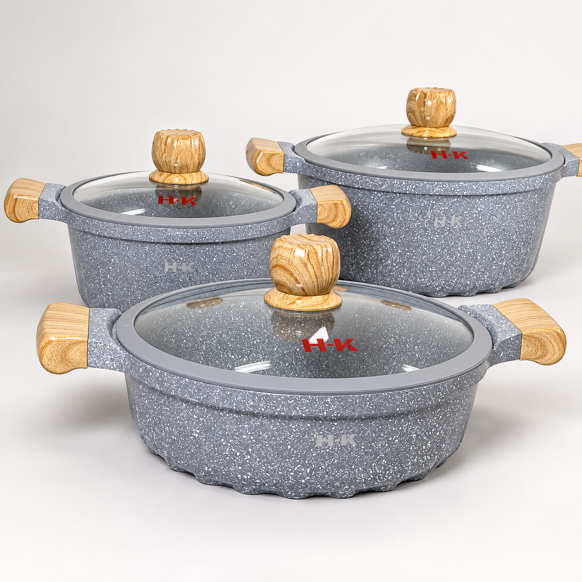 Batería de Cocina H·K Granito Antiadherente – 10 Piezas Gris