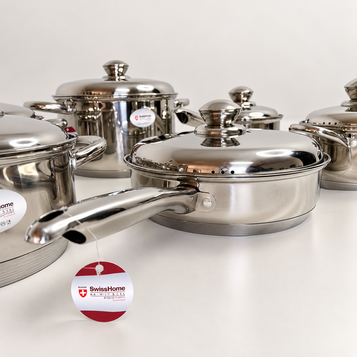 Batería de Cocina Swiss Home MK12 – 12 Piezas Acero Inoxidable 18/10