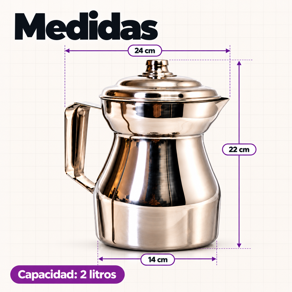 Chocolatera 2 Litros – Acero Inoxidable con Filtro y Sistema Antiderrame