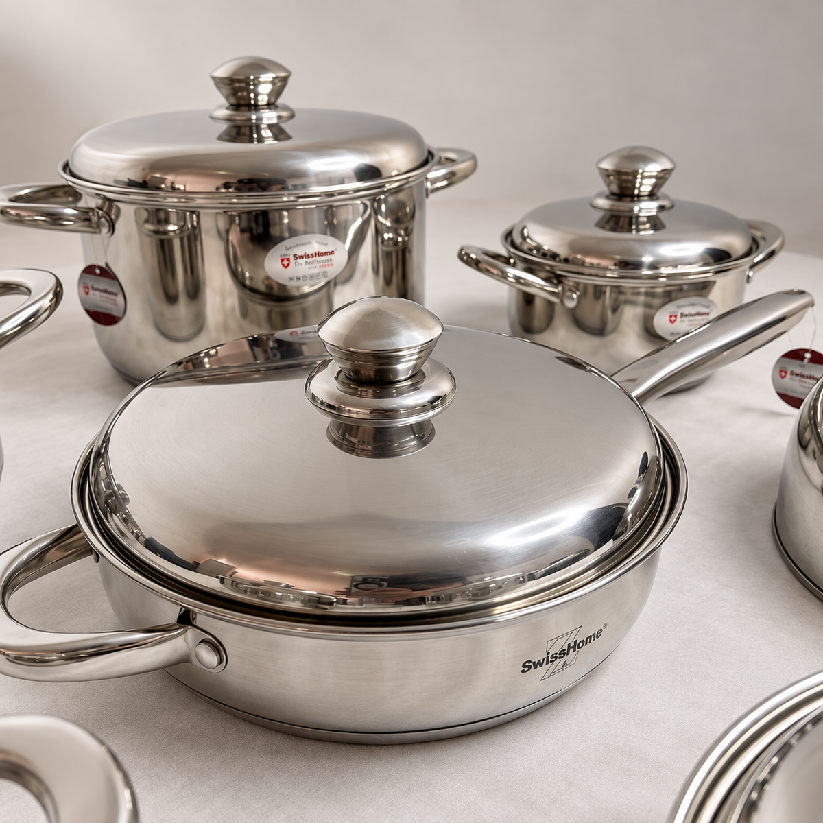 Batería de Cocina Swiss Home MK13 – 13 Piezas Acero Inoxidable 18/10