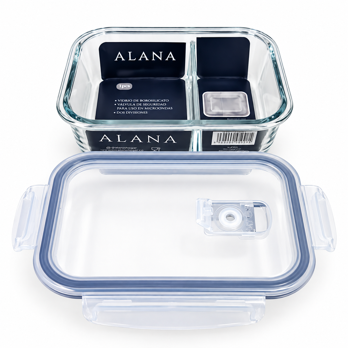 Refractario ALANA en Vidrio Borosilicato con 2 Divisiones y Válvula de Seguridad