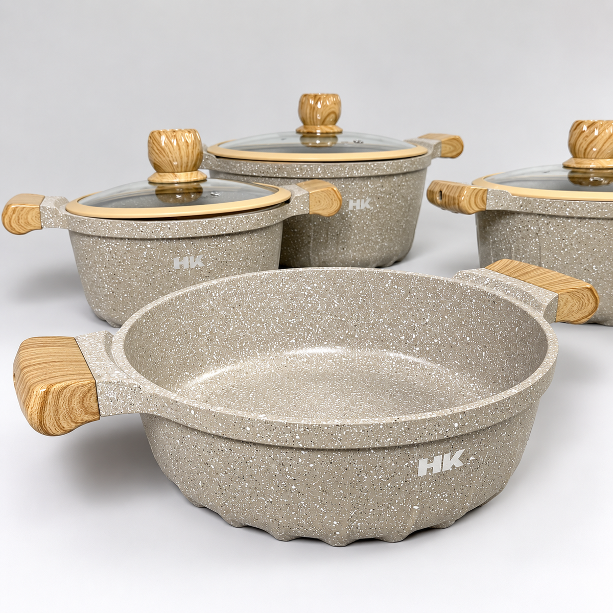 Batería de Cocina H·K Granito Antiadherente – 10 Piezas Beige