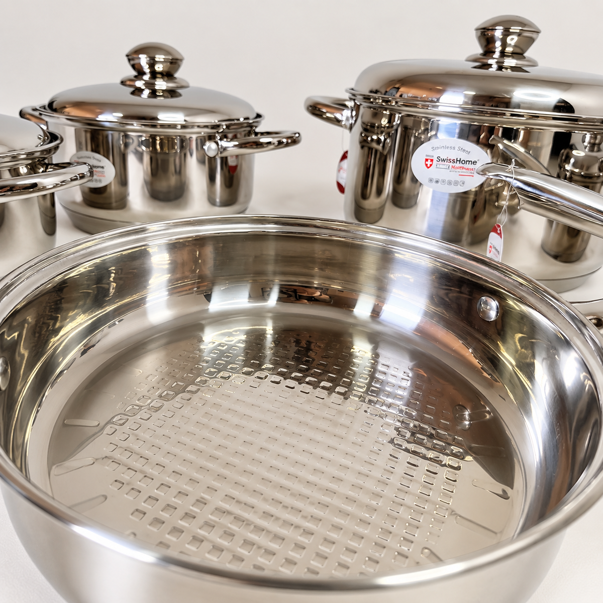 Batería de Cocina Swiss Home MK12 – 12 Piezas Acero Inoxidable 18/10