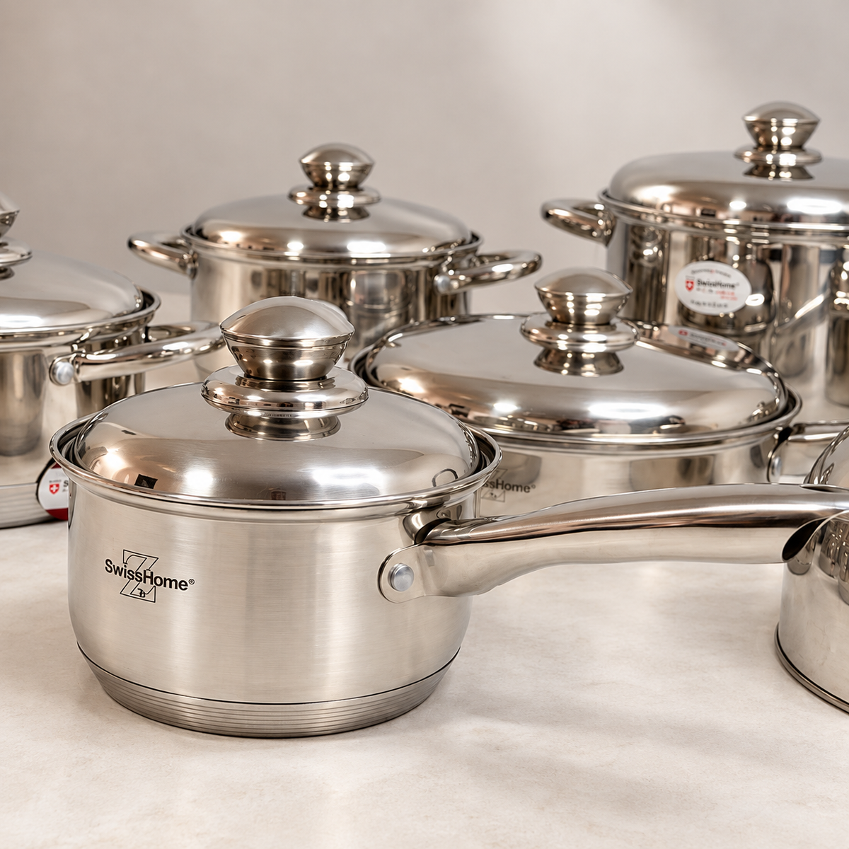 Batería de Cocina Swiss Home MK13 – 13 Piezas Acero Inoxidable 18/10