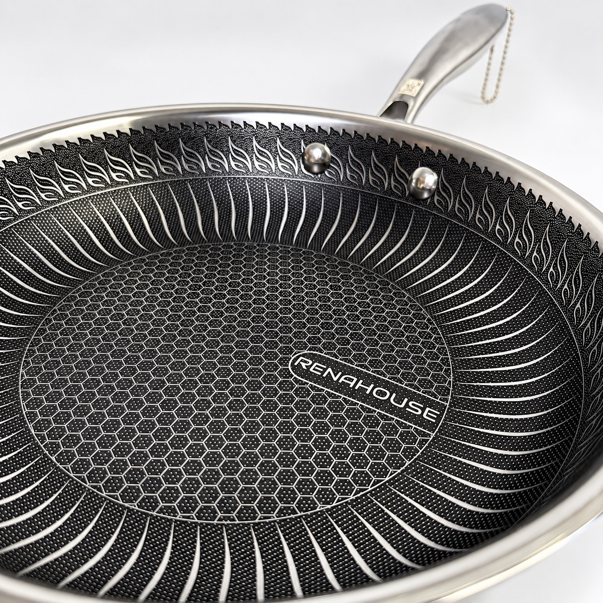 Sartén RenaHouse Tri-Ply Acero Inoxidable 24 cm con Tapa de Vidrio
