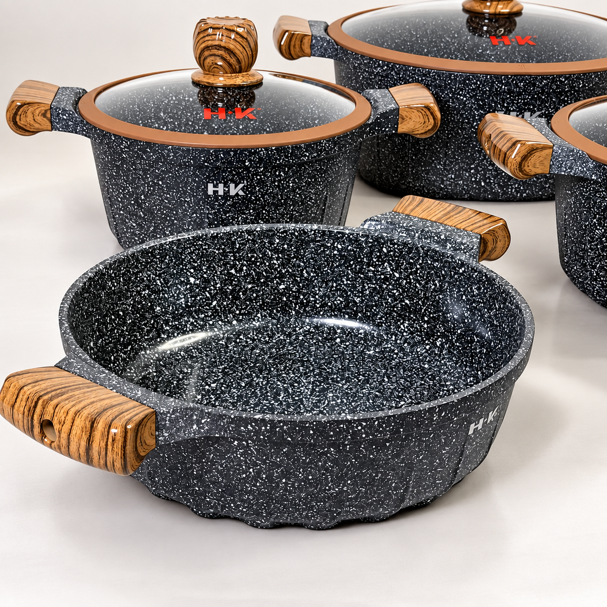 Batería de Cocina H·K Granito Antiadherente – 10 Piezas Negra