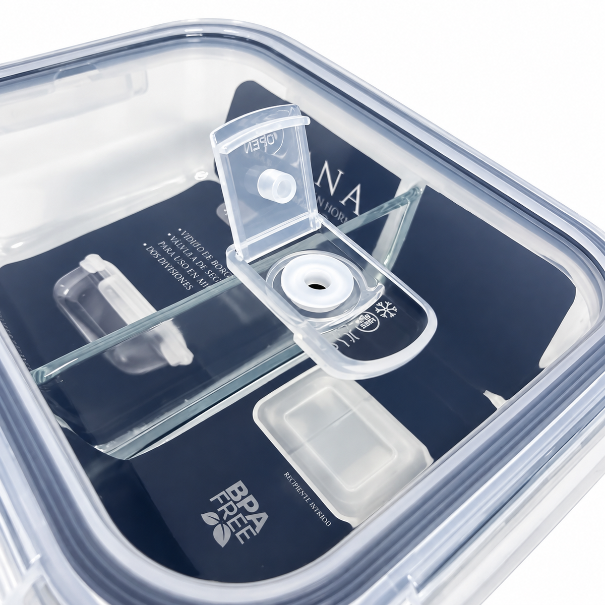Refractario ALANA en Vidrio Borosilicato con 2 Divisiones y Válvula de Seguridad