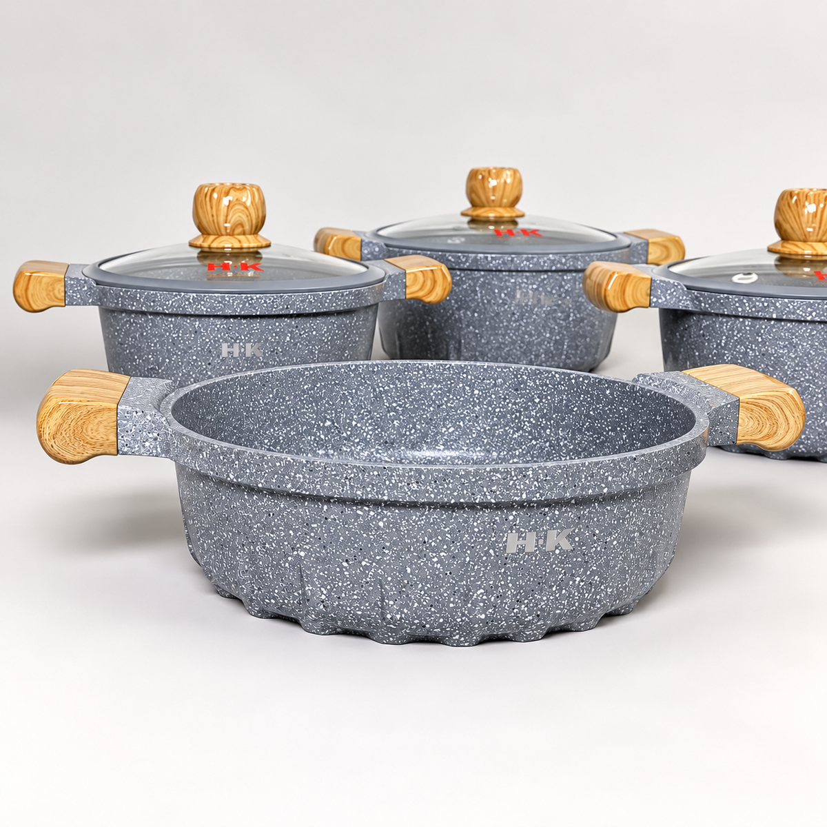 Batería de Cocina H·K Granito Antiadherente – 10 Piezas Gris