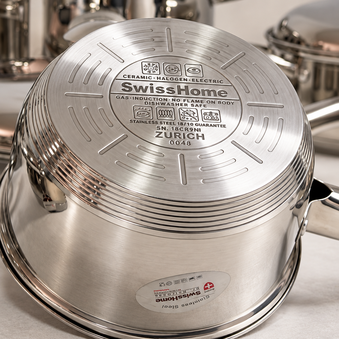 Batería de Cocina Swiss Home MK13 – 13 Piezas Acero Inoxidable 18/10