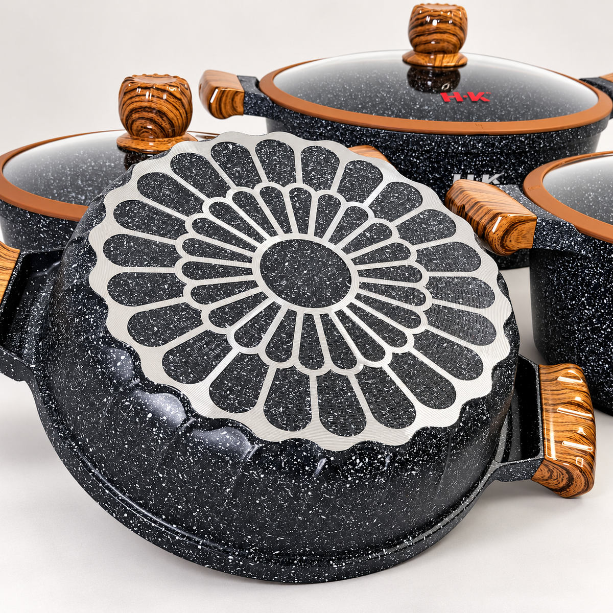 Batería de Cocina H·K Granito Antiadherente – 10 Piezas Negra