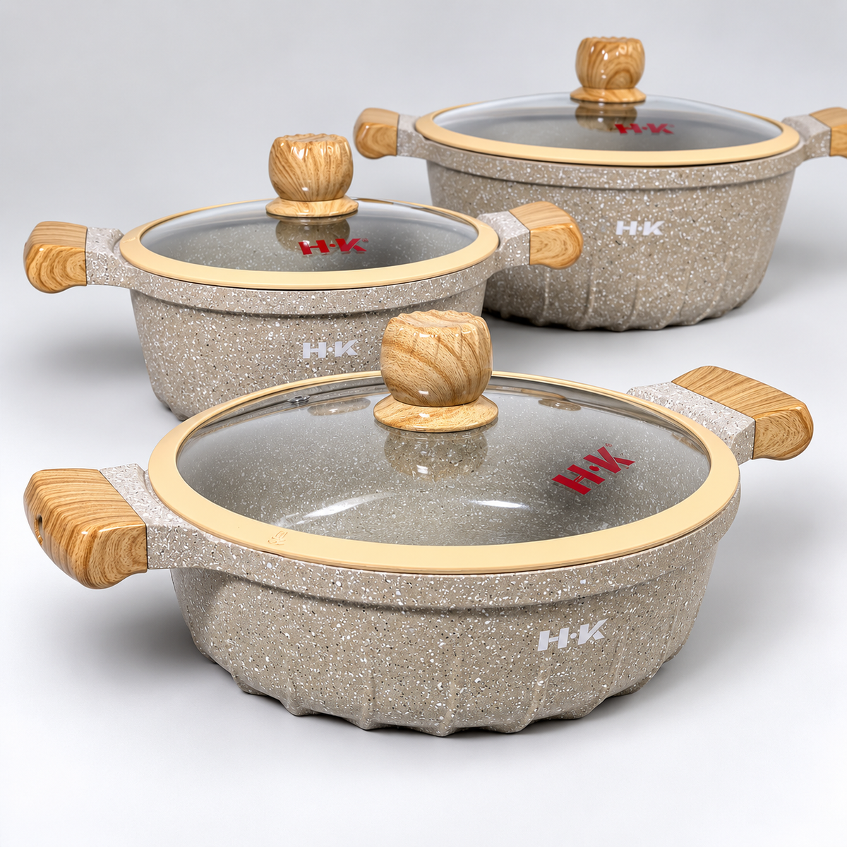 Batería de Cocina H·K Granito Antiadherente – 10 Piezas Beige