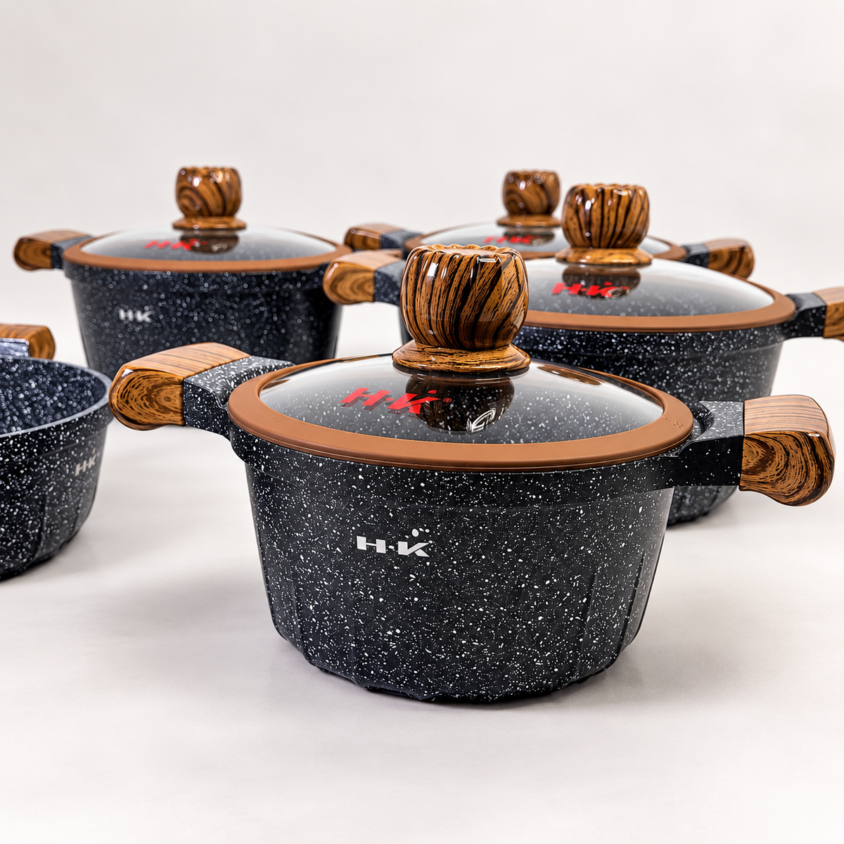 Batería de Cocina H·K Granito Antiadherente – 10 Piezas Negra