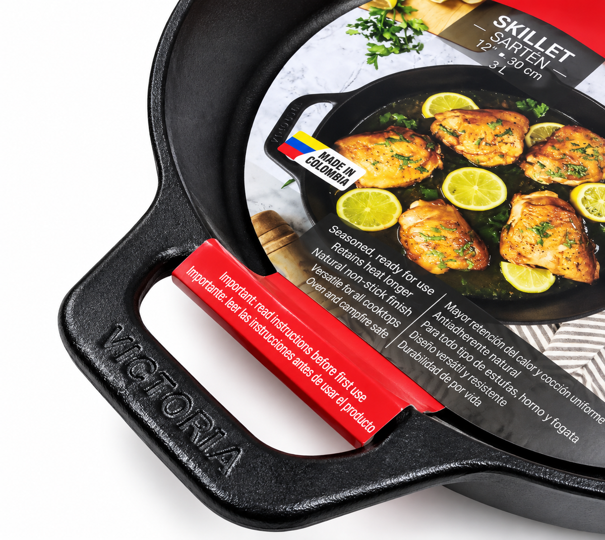 Sartén Victoria Skillet 30 cm en Hierro Fundido