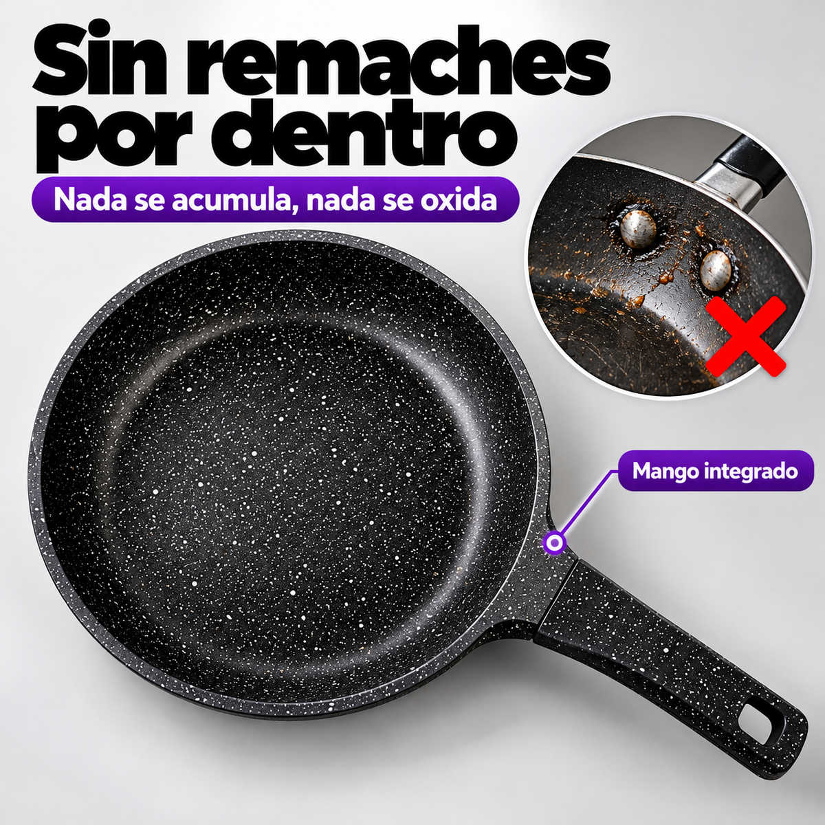 Sartén RenaHouse Granite Antiadherente 18 cm con Tapa