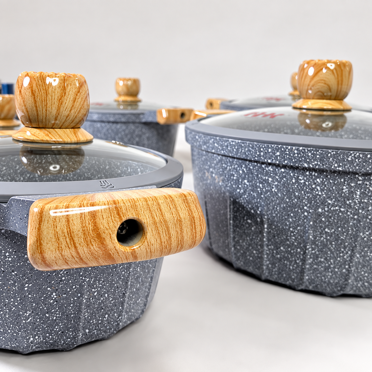 Batería de Cocina H·K Granito Antiadherente – 10 Piezas Gris
