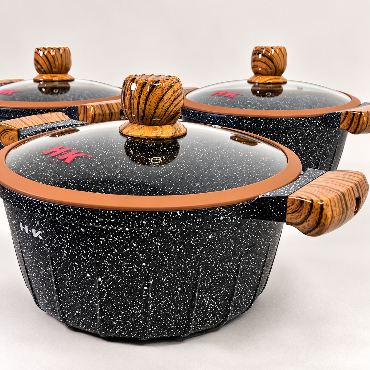 Batería de Cocina H·K Granito Antiadherente – 10 Piezas Negra