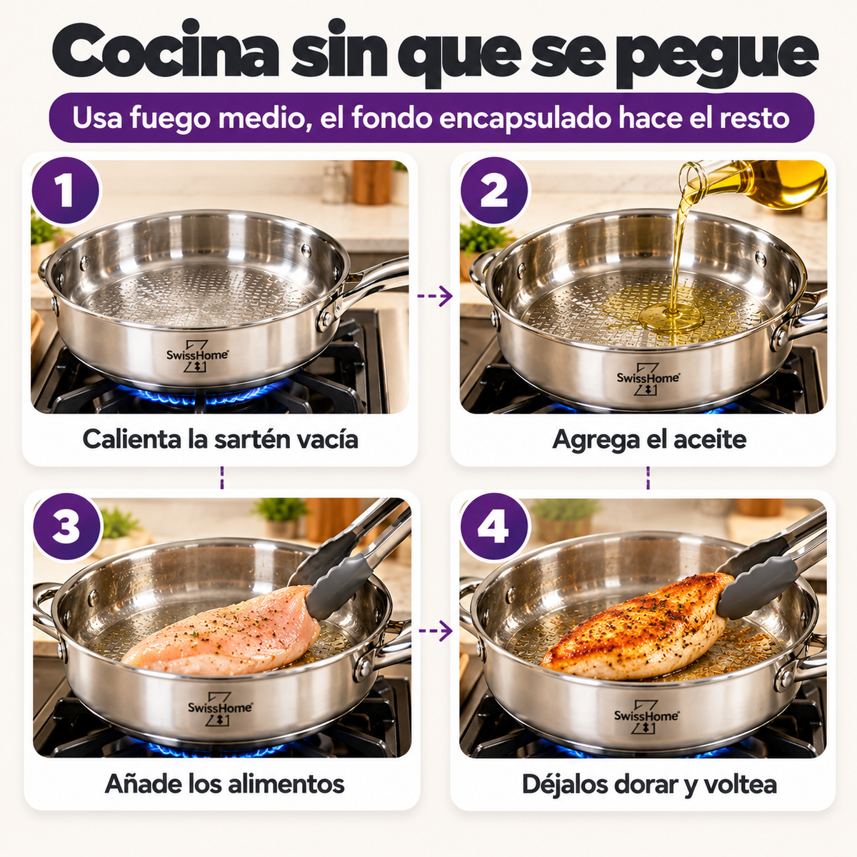 Batería de Cocina Swiss Home MK12 – 12 Piezas Acero Inoxidable 18/10