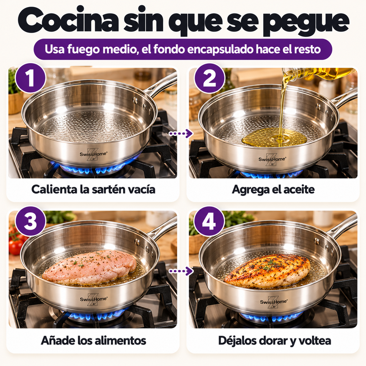 Batería de Cocina Swiss Home MK13 – 13 Piezas Acero Inoxidable 18/10