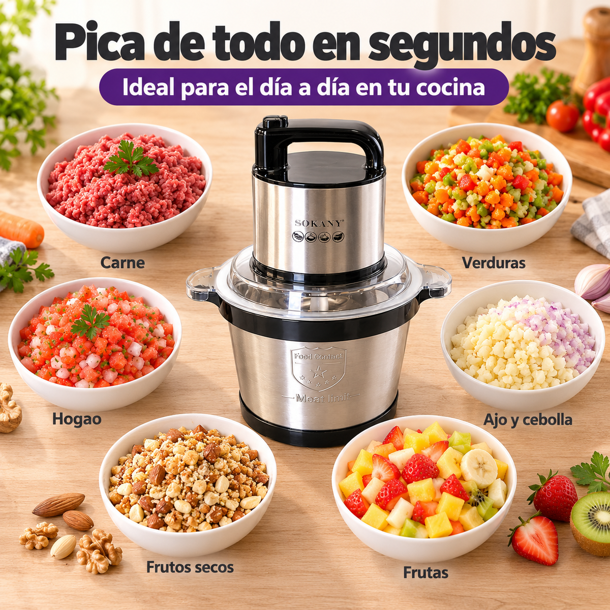 Procesador de Alimentos Sokany SK-7028 – 4 Litros