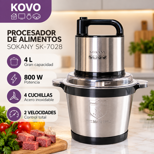 Procesador de Alimentos Sokany SK-7028 – 4 Litros