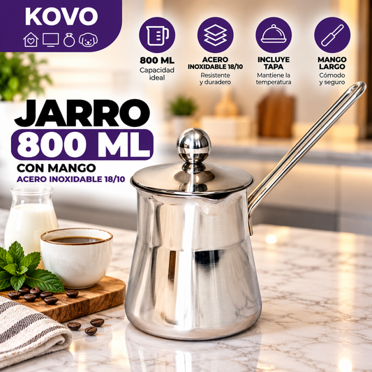 Jarro con Mango 800 ml en Acero Inoxidable 18/10 con Tapa