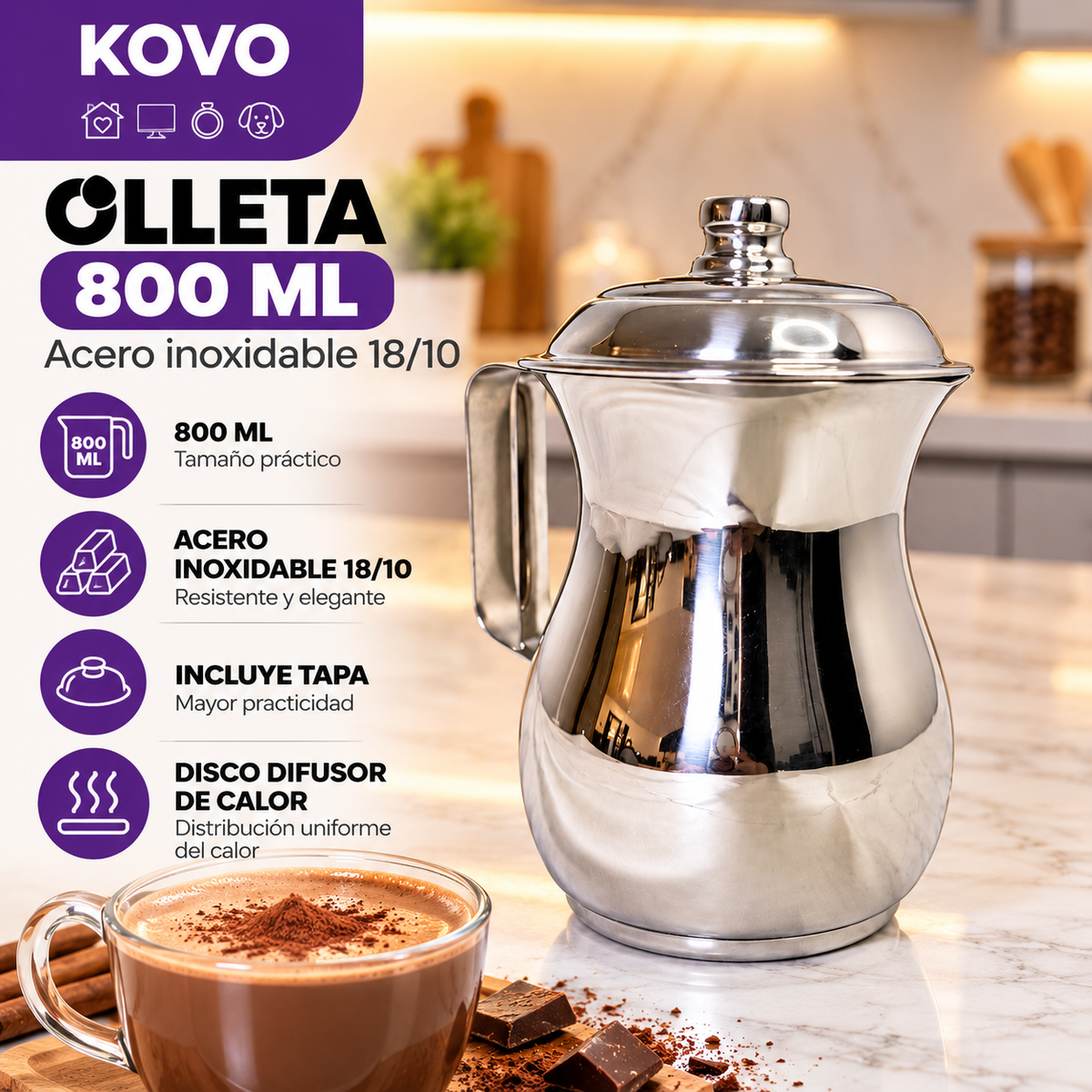 Olleta 800 ml – Acero Inoxidable 18/10 con Tapa