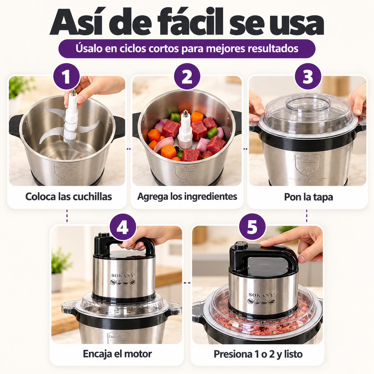 Procesador de Alimentos Sokany SK-7028 – 4 Litros