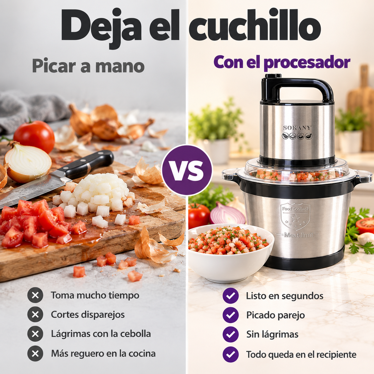 Procesador de Alimentos Sokany SK-7028 – 4 Litros