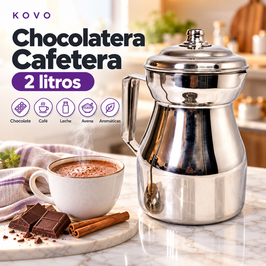 Chocolatera 2 Litros – Acero Inoxidable con Filtro y Sistema Antiderrame