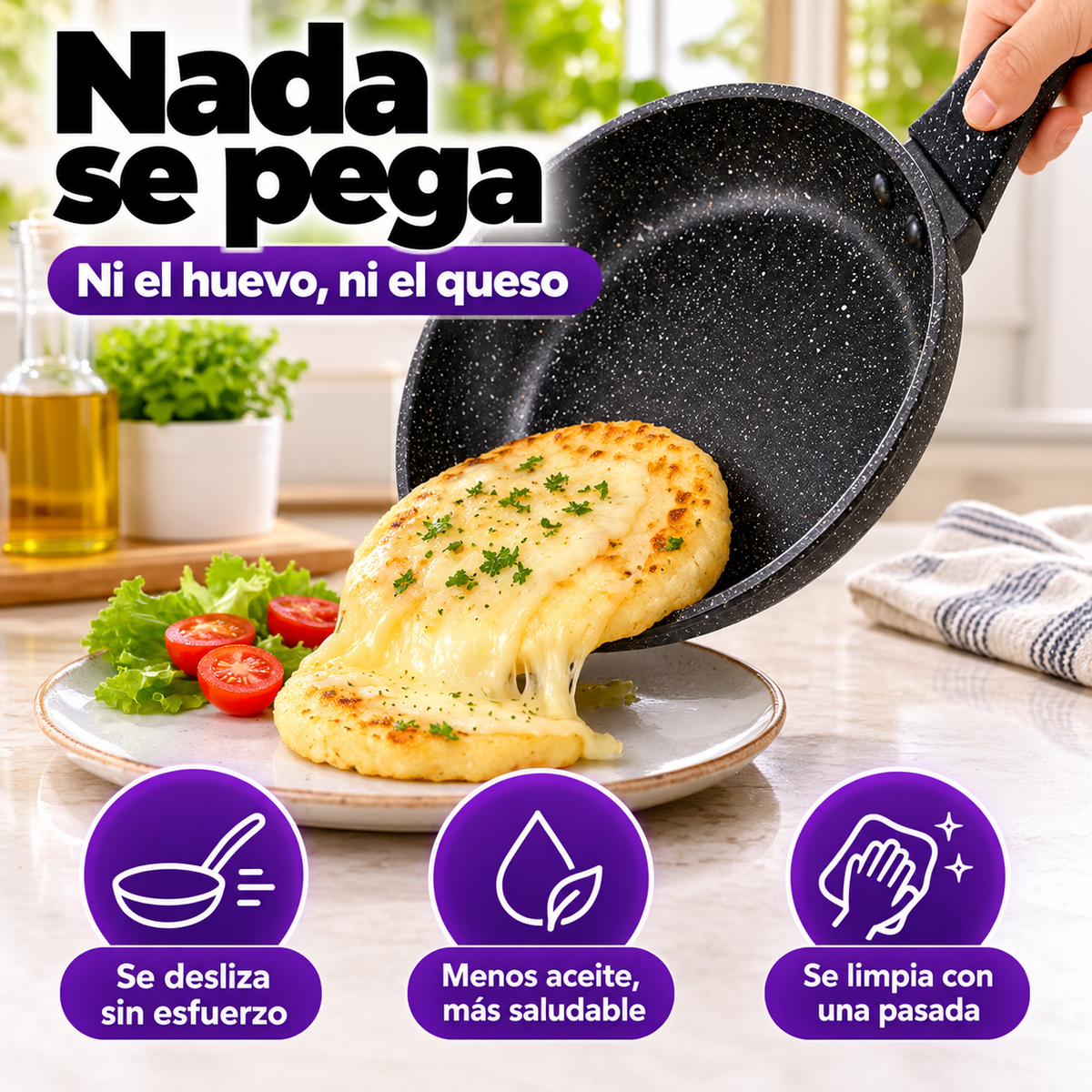 Sartén RenaHouse Granite Antiadherente 18 cm con Tapa